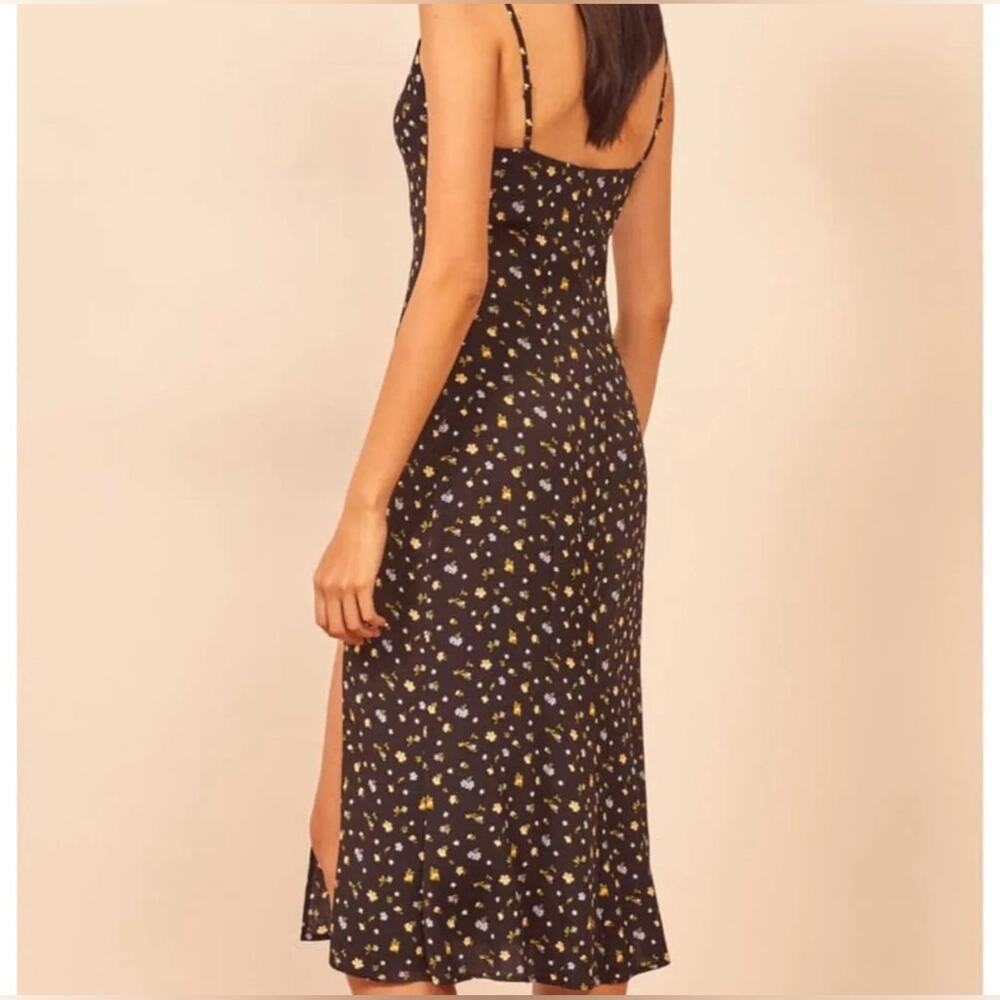 REFORMATION Crimini Slip Dress Posie Floral Print Black Size 6 NWT - Picture 2 of 10